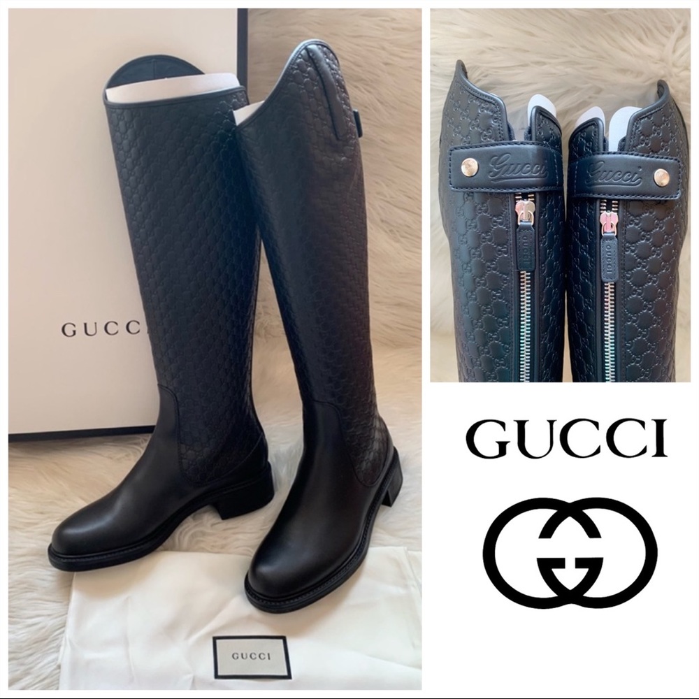 ⭐️SOLD⭐️Like New! GUCCI GG Logo Guccissima Leather Knee High Riding Boots.